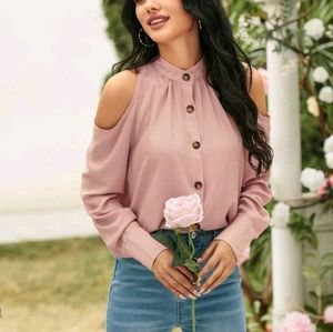 🤍3 For $25🤍Cut Out Shoulder Button Up Blouse